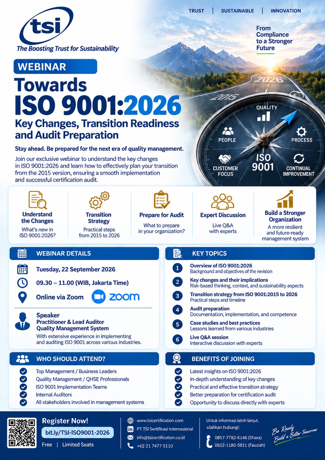Flyer webinar Towards ISO 9001:2026 by PT TSI Sertifikasi Internasional